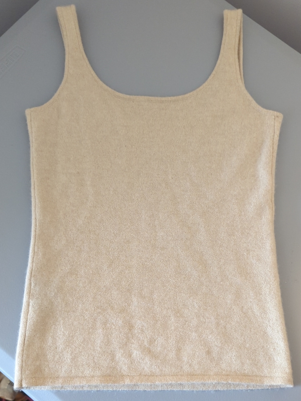 No Name 100% Cashmere Cream Knit Tank Top - Women's Sleeveless Scoop Neck